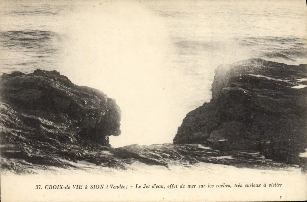 Croix-de-Vie à Sion (Vendée) — Der Wasserstrahl, Meereffekt auf Felsen, sehr interessant zu besuchen — N.P. Verlag, Croix-de-Vie - Vorderseite