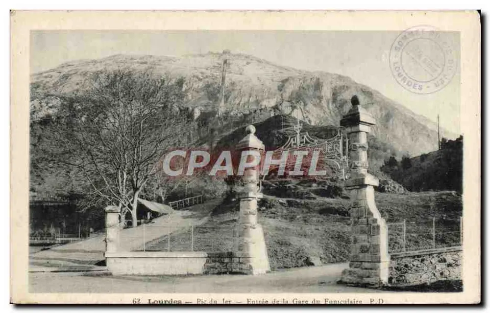 Lourdes — Pic du Jer — Eingang zur Fonculaire-Bahnhof — P.D. - Vorderseite