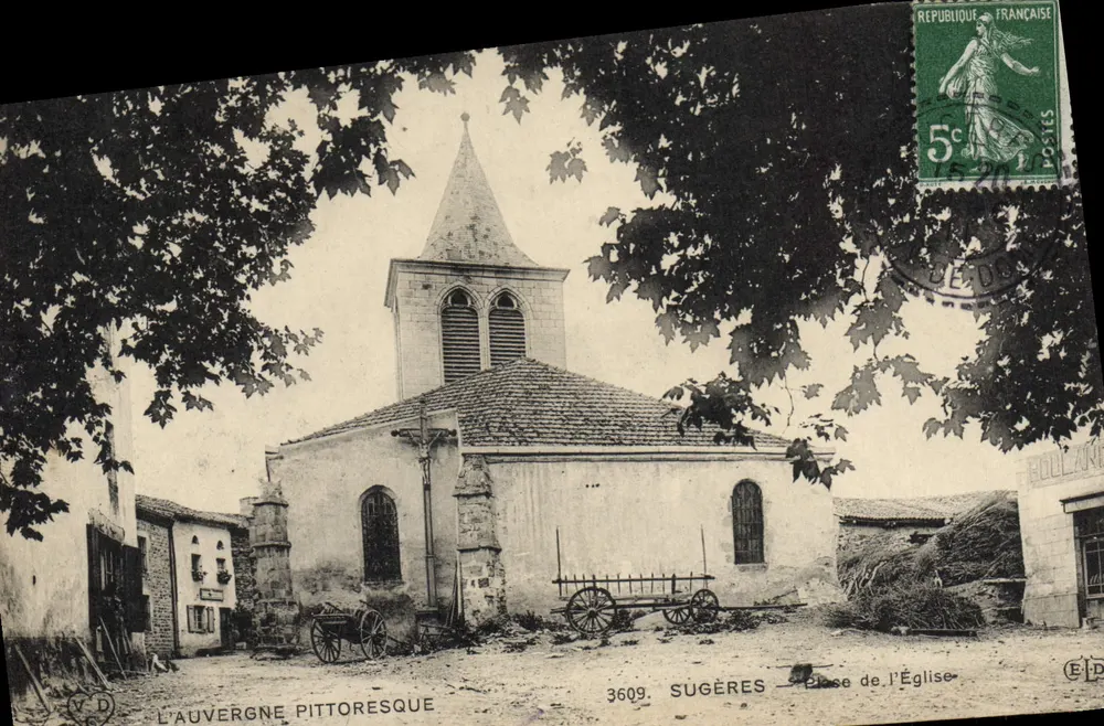Sugères — Igreja da Igreja — A Auvergne pitoresca — editor E.P.D. n°3609 - Frente