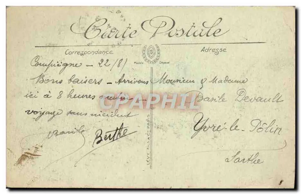 Compiègne — Praça do Palácio de Justiça — editor Lévy, n° 161 - Verso