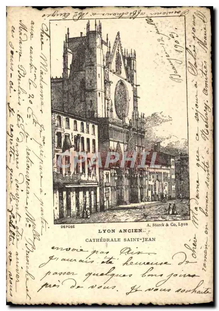 Lyon Antigo — Catedral São João — A. Storck & Co, Lyon - Frente