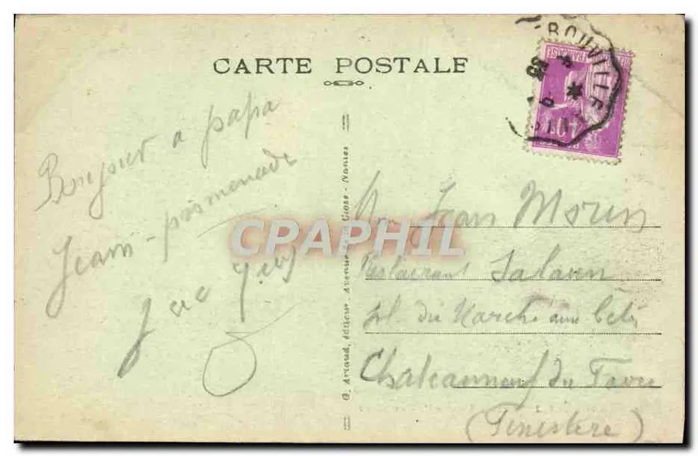 Deauville, "A Praia Florida" — A Praia — editor G. Arnaud, n°14 - Verso