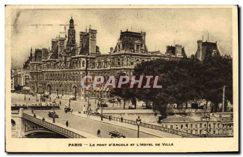 Paris — Der Pont d'Arcole und das Rathaus - Vorderseite