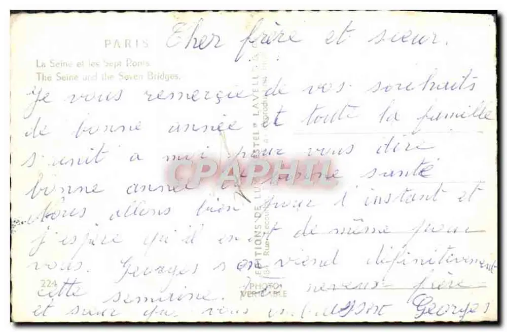 Paris — A Sena e os Sete Pontes — Étel - Verso