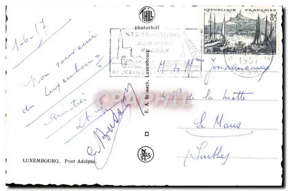 Luxembourg — Most Adolphe — Thil Photolith - Rewers