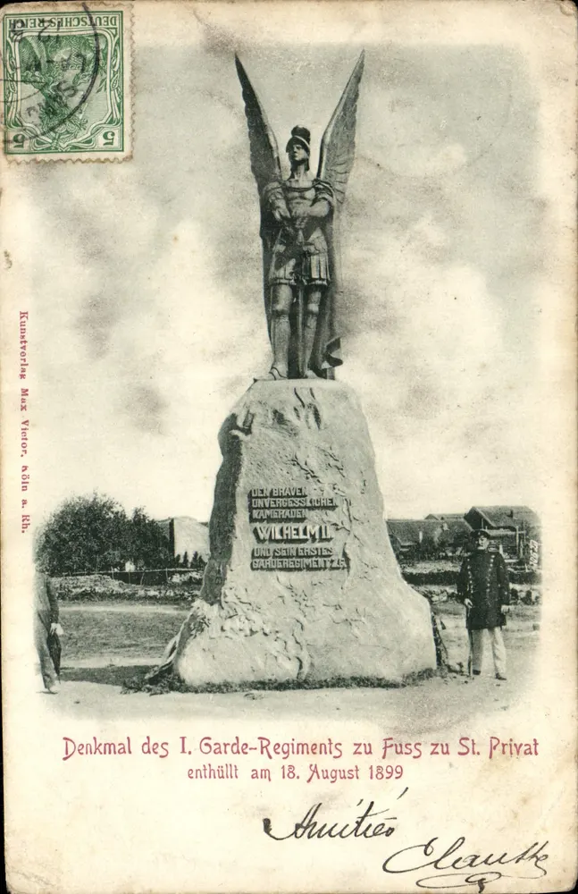 Denkmal des 1. Infanterie-Garderegiments — St. Privat — Kunstverlag Max Victor, Seriennummer nicht sichtbar - Vorderseite