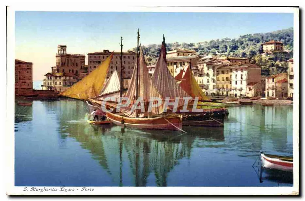 S. Margherita Ligure - Porto — vista do porto com barcos a vela — Brunner & C., Como, n° 401-1 - Frente