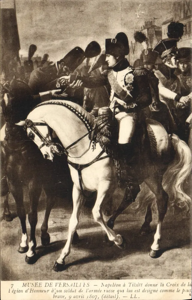 Napoleão em Tilsitt — decoração da Cruz da Legião de Honra — Museu de Versalhes — LL - Frente