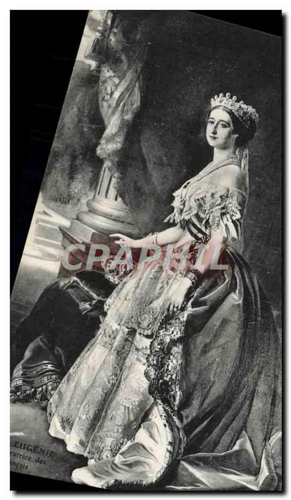 Rainha elegante Eugénie dos Franceses — retrato em traje real — editor não identificado - Frente