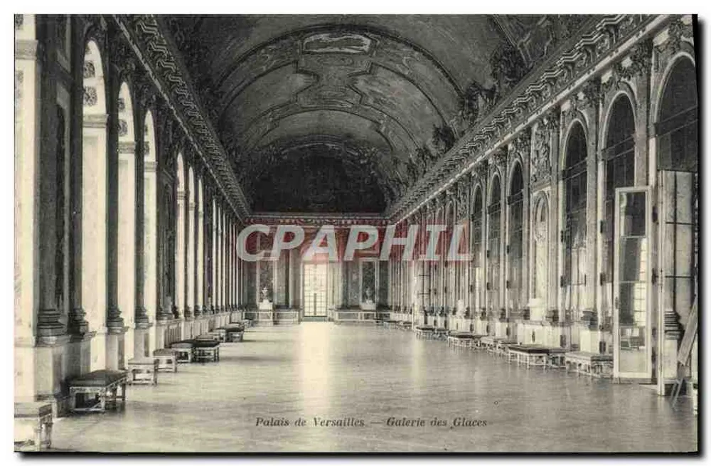Palácio de Versailles — Galeria dos Espelhos — A. Bourdier, imp.-edit., Versailles - Frente