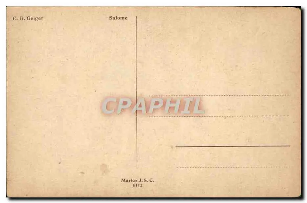 Salomé — pintura de C. A. Geiger — edição J.S.C. n° 6112 - Verso