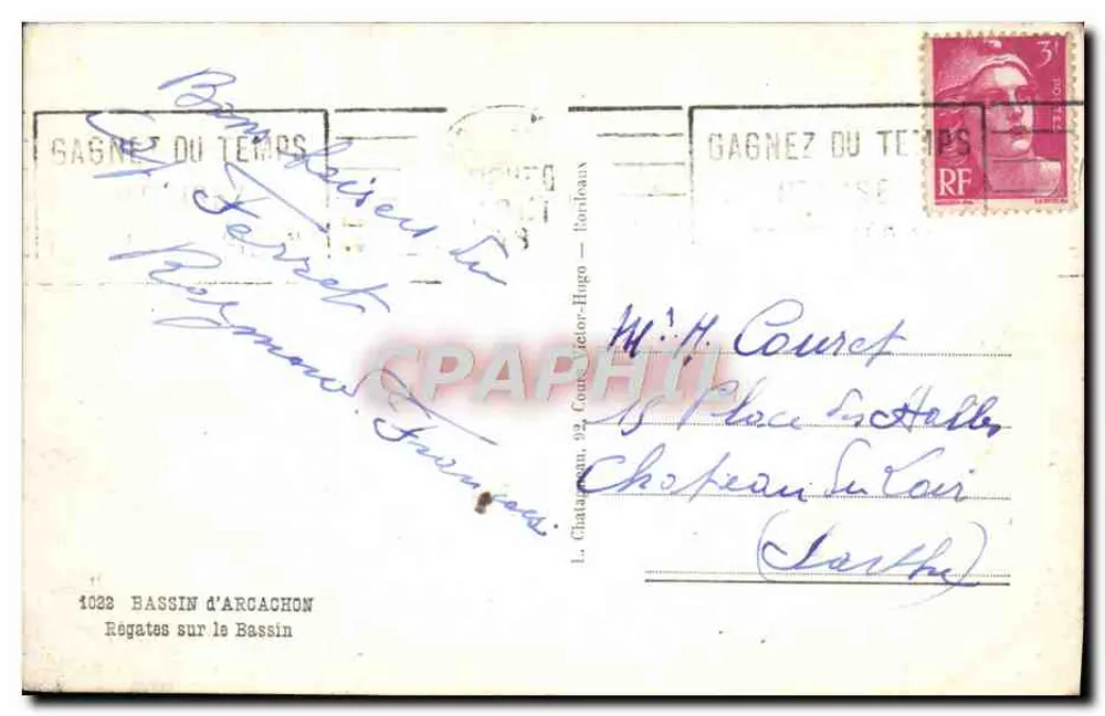 Regatas no Bassin d'Arcachon — L. Chataignan, 1022 — editor não visível - Verso