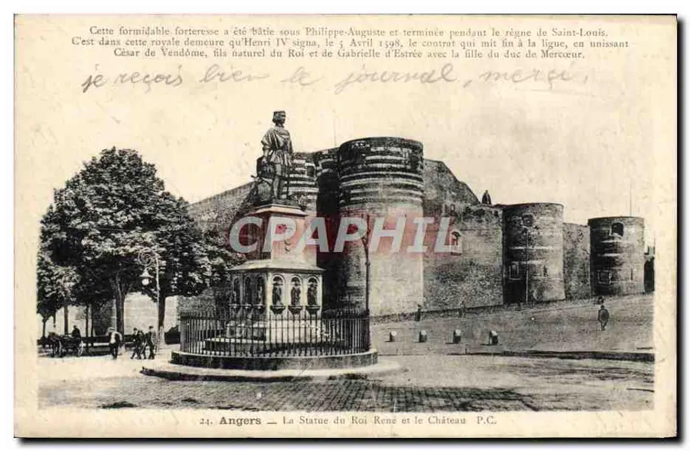 Angers — Die Statue des Königs René und das Schloss — P.C. n°24 - Vorderseite