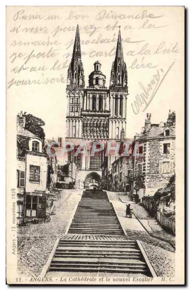 Angers - Die Kathedrale und die neue Treppe — H. C. — Phototypie P. Hépachette - Vorderseite