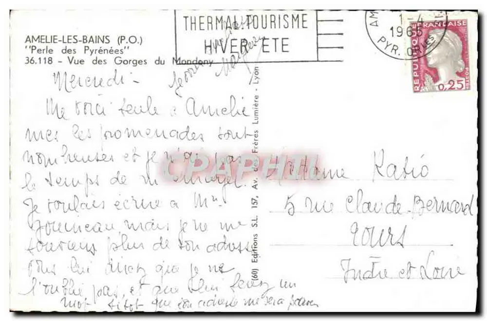 Amélie-les-Bains — Ansicht der Mondony-Schluchten — Thermalbad Tourismus Winter-Sommer - Rückseite