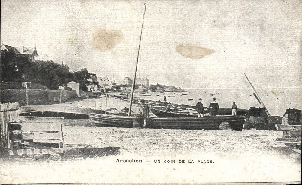Arcachon — Um canto da praia — Impressora T. Merck - Frente