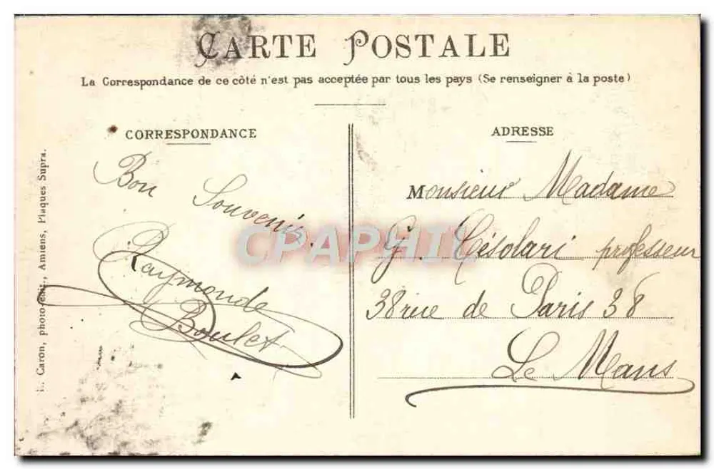 Amiens — Palácio de Justiça — Objectifs Lacour-Berthier L.C. n°377 - Verso