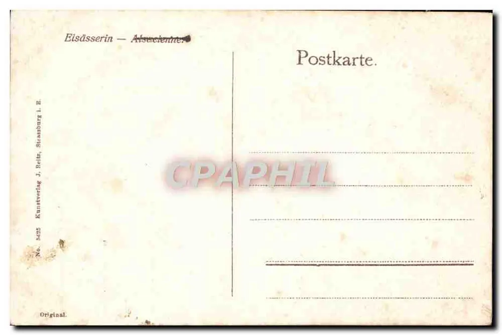 Mulher do Alsácia — Traje tradicional — Kunstverlag J. Beltz, Strasbourg - Verso