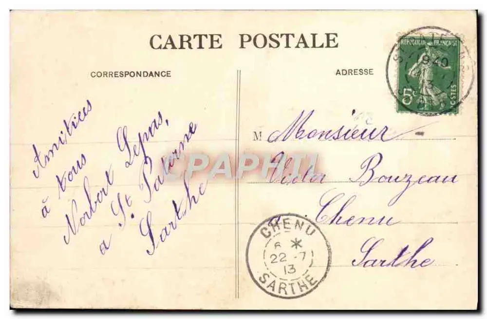 Alençon — Hotel das Correios — Edição P.G. - Verso