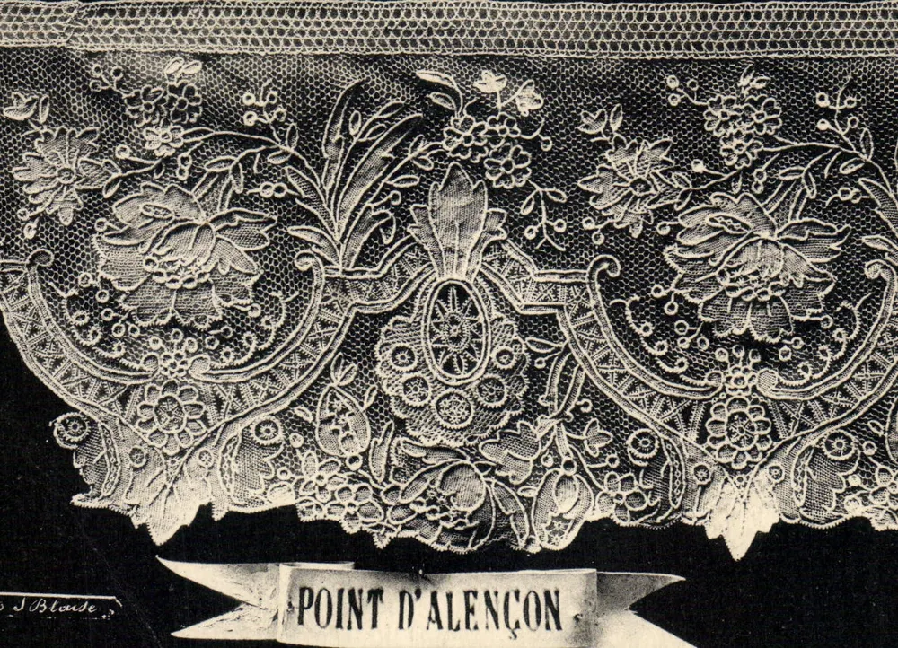 Point d'Alençon — détails de dentelle brodée — éditeur J. Blaude - Frente