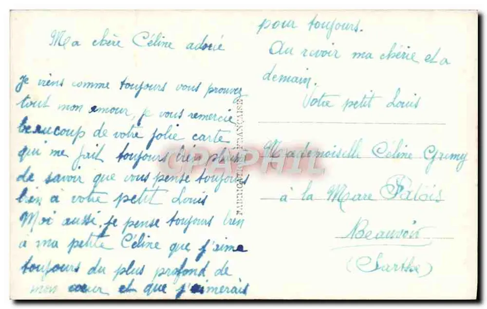 Liebendes Paar — Drucktext und handschriftliche Nachricht — Furia 362 - Rückseite