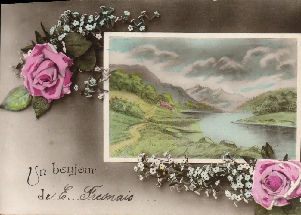 See und Berge — Landschaft — E. Fresmais - Vorderseite