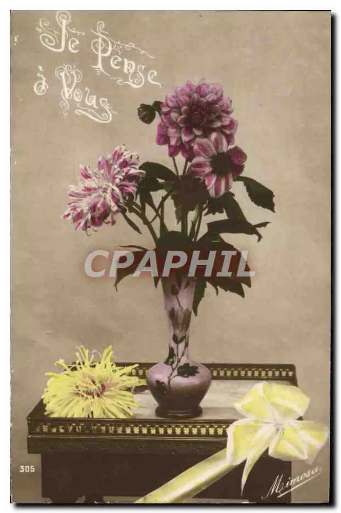 Flores em um vaso — carta postal de Mimoso — n° 305 - Frente