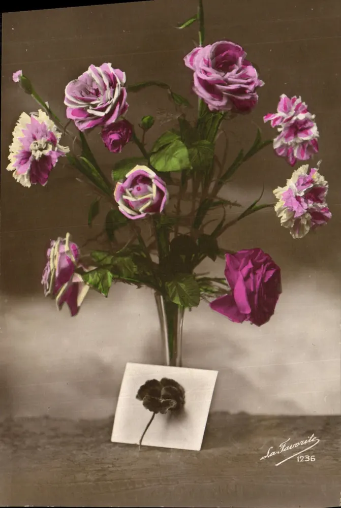 Arranjo de rosas e margaridas — La Favourite 1236 - Frente