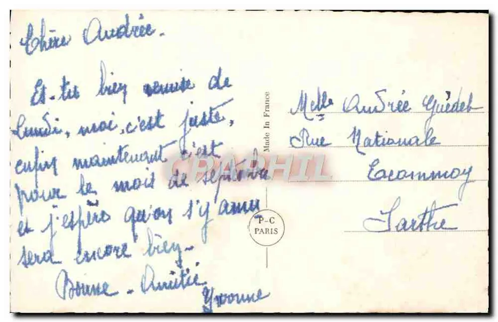 Paar vor einem Tor — romantische Szene — P-C Paris, Nr. 3672 - Rückseite