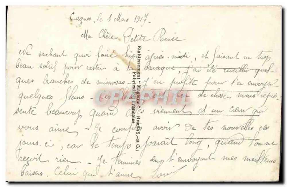 Liebespaar — idyllische Szene mit Tauben — Verlag Gloria, Nr. 22815 - Rückseite