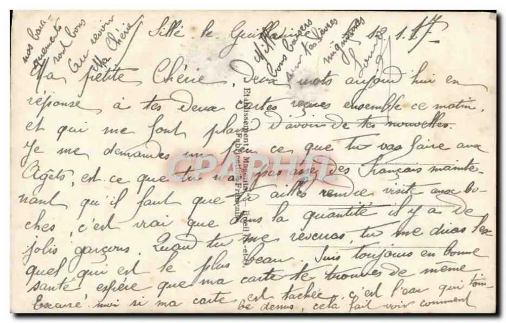Liebendes Paar mit Tauben — Verlag Glono, n° 2282 - Rückseite