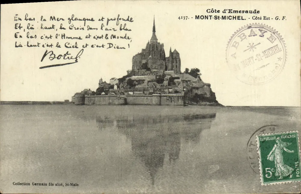Monte-Saint-Michel — vista do Monte-Saint-Michel — Côte d'Émeraude, 4137, G.F. — editor Mosteiro de Monte-Saint-Michel - Frente