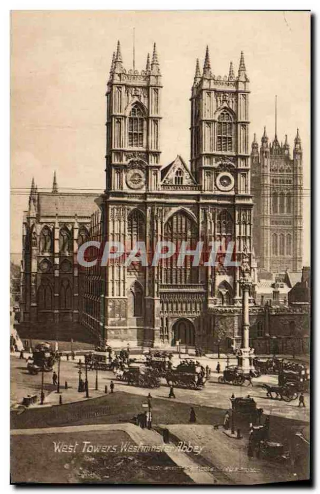 West Towers, Westminster Abbey — Valentine's Series, gedruckt in Großbritannien - Vorderseite
