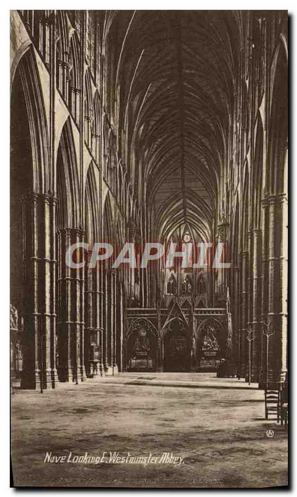 Nave Looking E. Abbey of Westminster — serie Valentine's, gedrukt in Groot-Brittannië - Voorkant