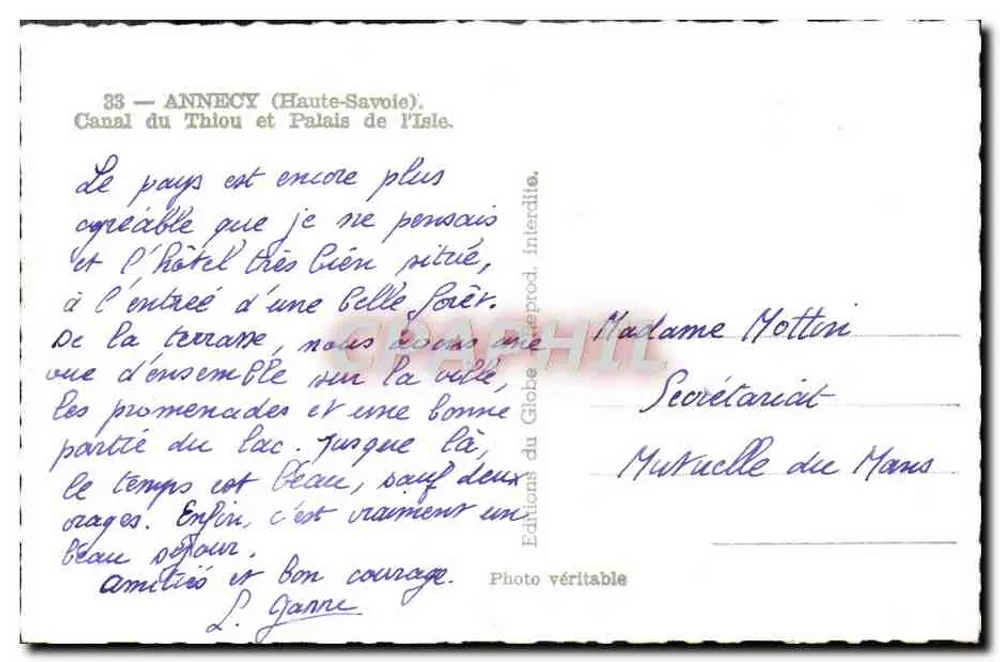 Annebey (Haute-Savoie) — Canal du Thiou und Palais de l'Isle — Éditions du Globe - Rückseite