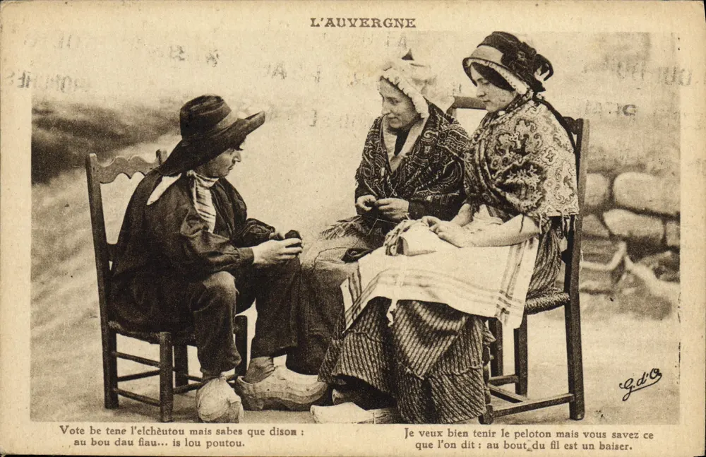A Auvergne — Cena de vida rural com três personagens — G.d'Or - Frente