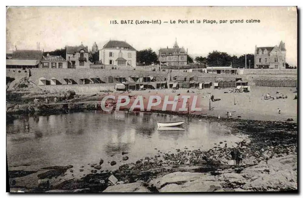Batz (Loire-Inf.) — Der Hafen und die Strandpromenade, bei ruhigem Wetter — Verlag Chapeau, Nantes, Nr. 115 - Vorderseite