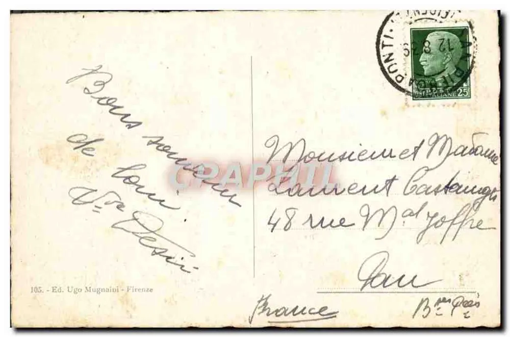 Florença - Campanile di Giotto — Éd. Ugo Mugnaini, n° 105 - Verso