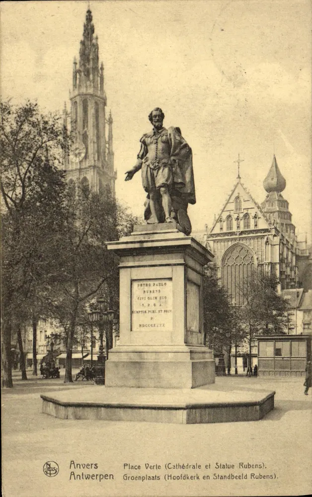 Anvers - Place Verle (Catedral y Estatua de Rubens) — N. JELS, n° 64 - Anverso