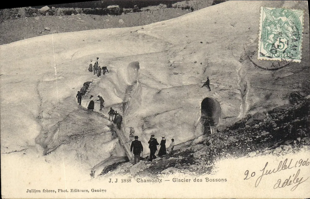 Chamonix — Glacier dos Bossons — Jullien frères, Phot. Editeurs, Genève, n° J J 2838 - Frente