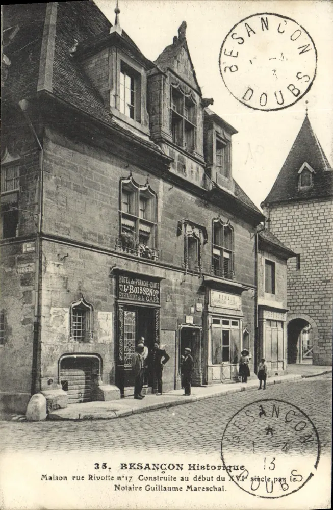 Besançon — Casa na Rua Rivotie n°17 — Histórica, construída no início do século XVII, notário Guillaume Mareschal - Frente