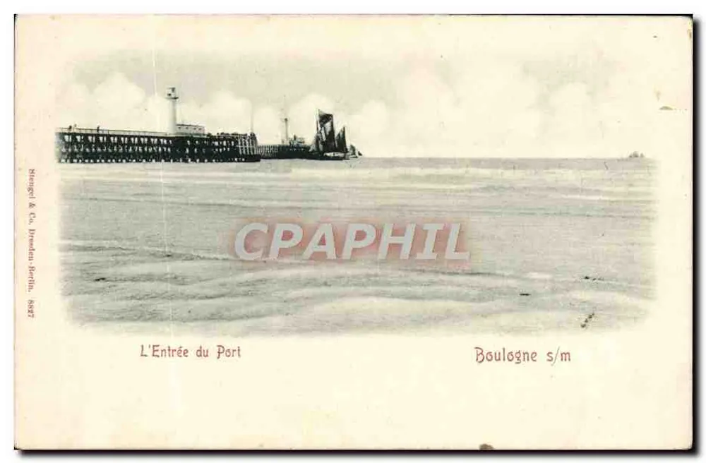 Die Einfahrt zum Hafen — Boulogne s/m — Stengel & Cie, Bredau, Berlin, 1887 - Vorderseite