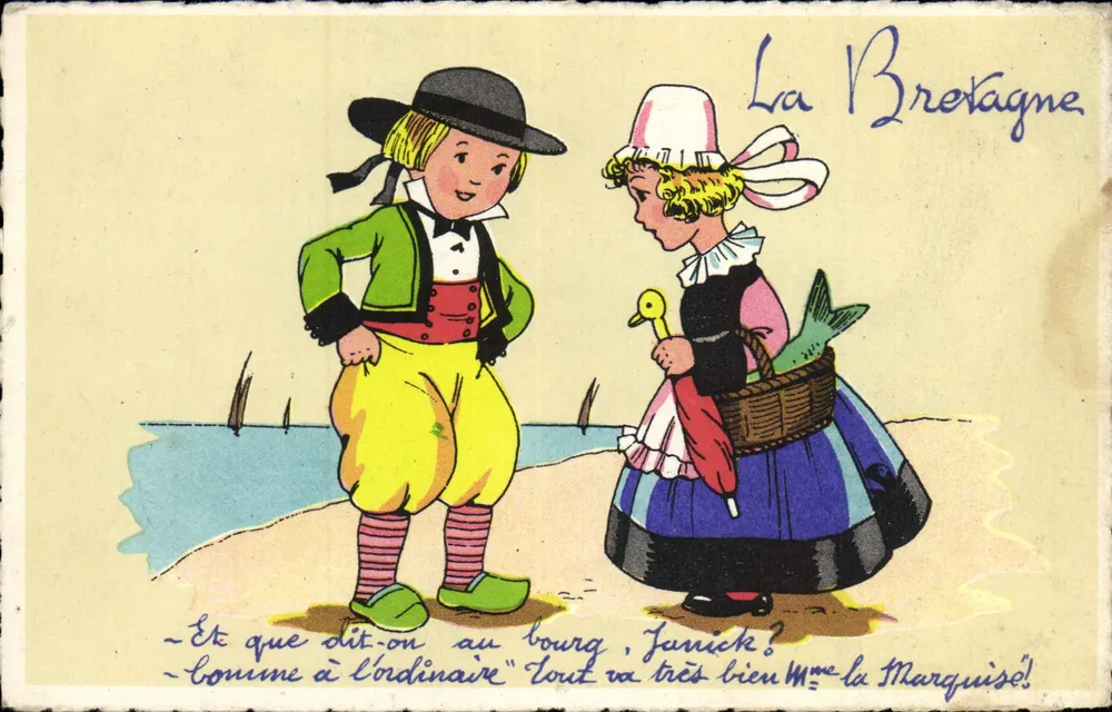 A Bretanha — cena de praia com dois personagens — editor não visível - Frente