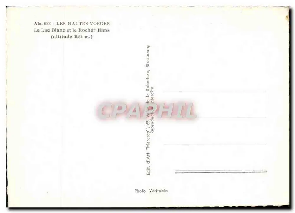 Lac Blanc und Rocher Hans — Die Hochvogesen — Verlag Marasco, Nr. 683 - Rückseite