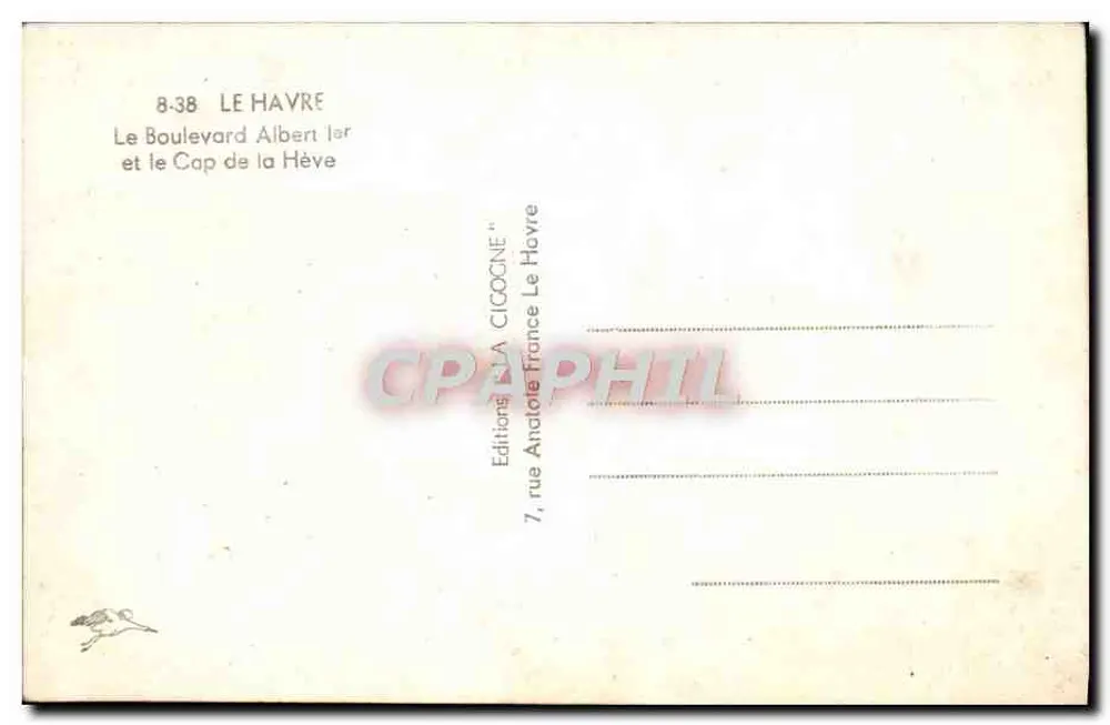 Le Havre — Boulevard Albert Ier und Cap de la Hève — CICOCINE Editions - Rückseite