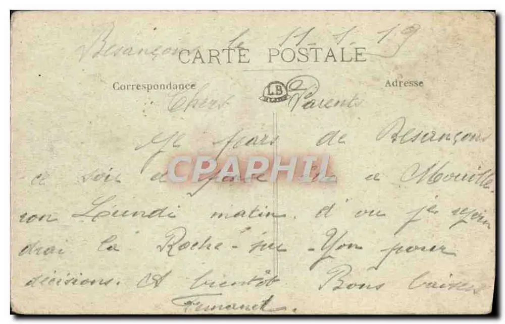Besançon — Mühle Saint-Paul und Festung Brégille — C.L.B. n°95 - Rückseite
