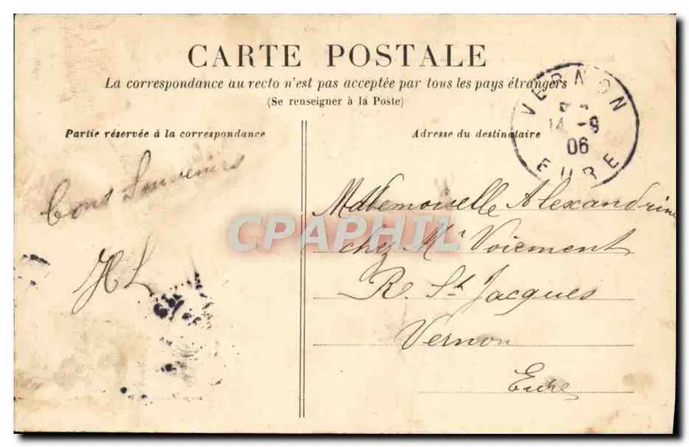 Denkmal Jeanne d'Arc in Bonsecours — Umgebung von Rouen — anonymer Verlag, Nr. 608 - Rückseite