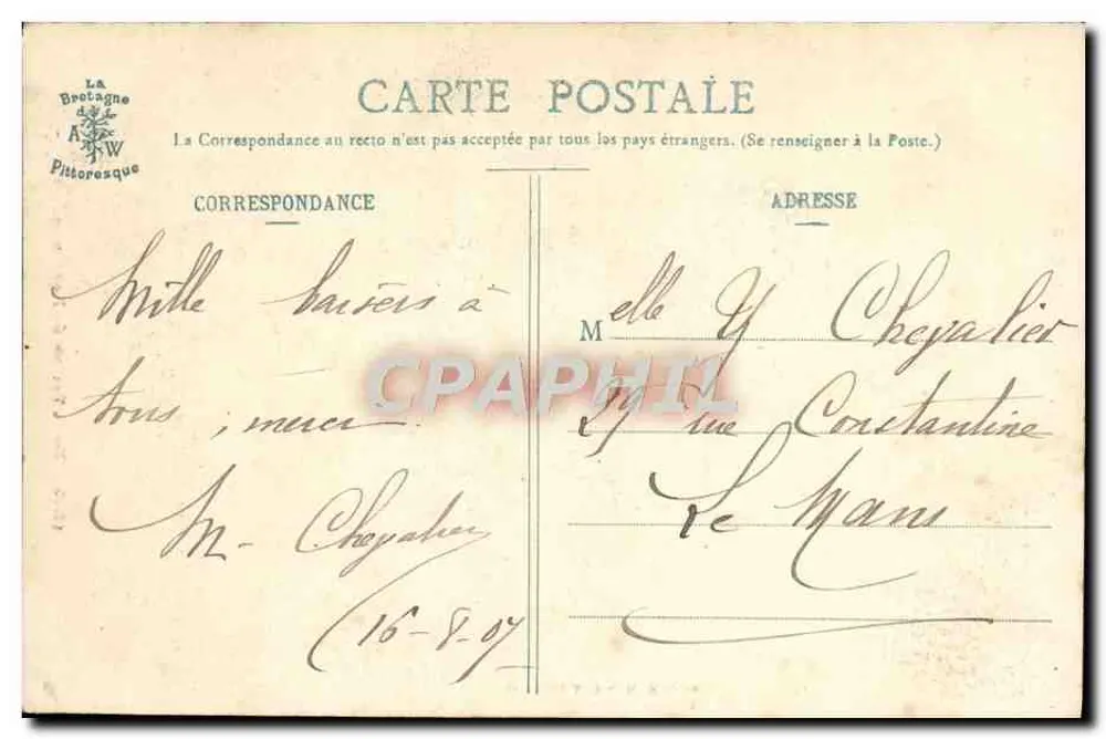Petit Breton von Fowesnant — Sammlung A. Warren, St-Brioue — n° 1035 - Rückseite