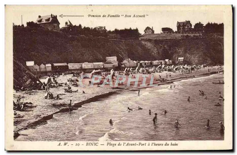Binic — Playa del Avant-Port a la hora del baño — A.W. - 10 - Anverso