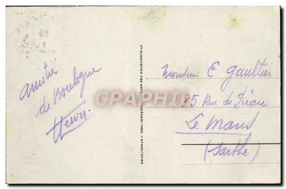 Boulogne-sur-Mer — Les Quais — Bilhete postal antigo n°141, editor Alsacienne des Arts - Verso
